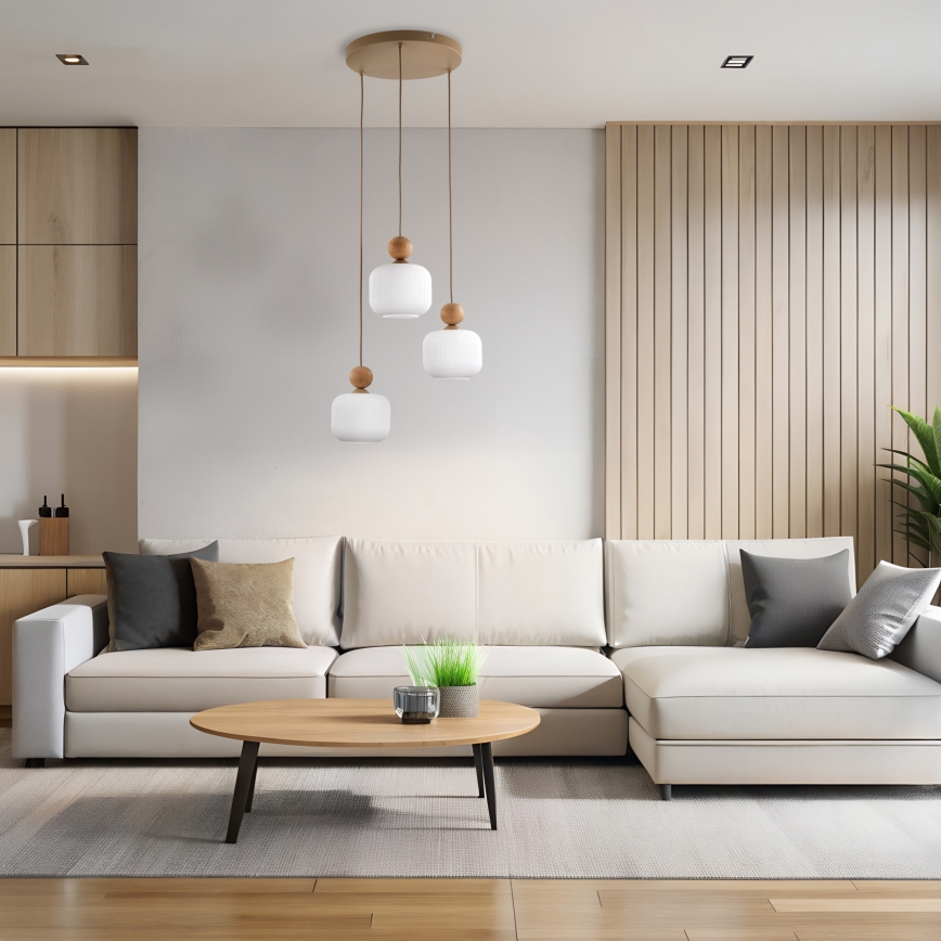 Kaabliga ripplühter BALLO 3xE14/10W/230V beež