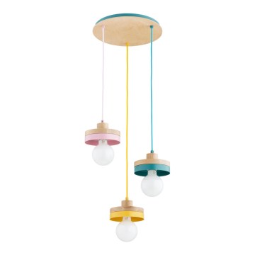 Kaabliga ripplühter LARSO 3xE27/15W/230V, mitmevärviline