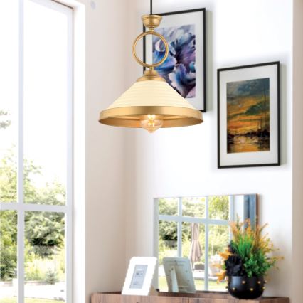 Kaabliga ripplühter MONZA 1xE27/40W/230V Ø 30 cm kreem/pronks