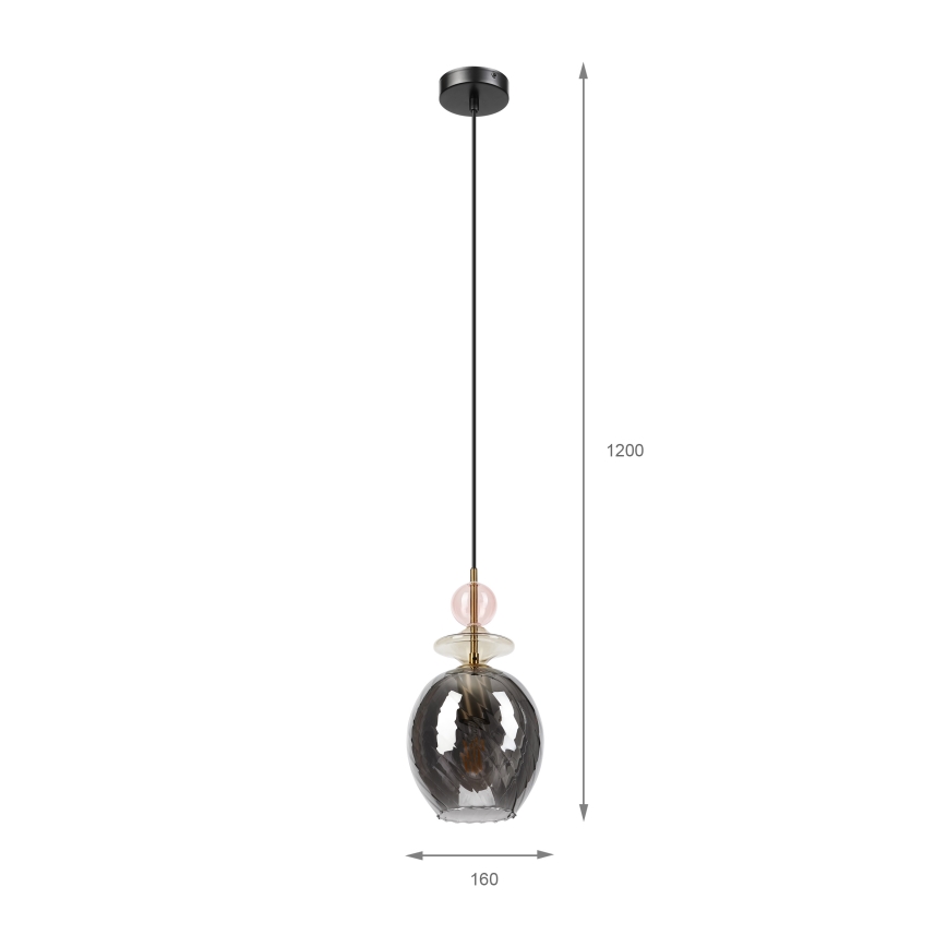 Kaabliga ripplühter VELLO 1xE27/15W/230V must/suitsune roosa/beež/must