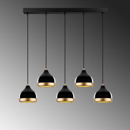 Kaabliga ripplühter YILDO 5xE27/40W/230V must/kuldne