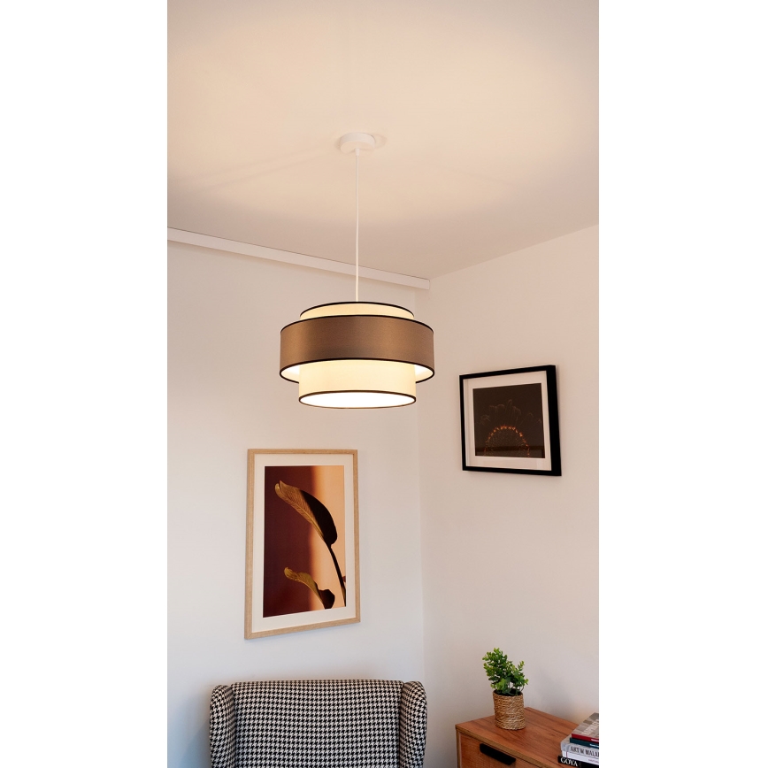 Kaabliga rippuv lühter GRACE 1xE27/60W/230V, läbimõõt 40 cm, kreemjas/hall