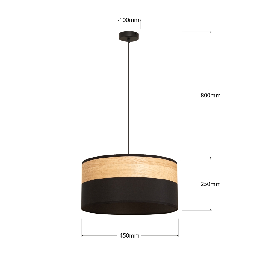 Kaabliga rippvalgusti ALBA 1xE27/15W/230V läbimõõt 45 cm must/pruun