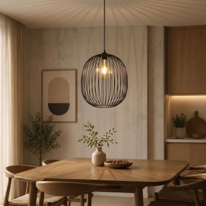 Kaabliga rippvalgusti DESTELLO 1xE27/15W/230V, läbimõõt 32 cm, must