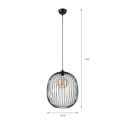 Kaabliga rippvalgusti DESTELLO 1xE27/15W/230V, läbimõõt 32 cm, must