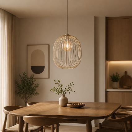 Kaabliga rippvalgusti DESTELLO 1xE27/15W/230V läbimõõt 33 cm beež