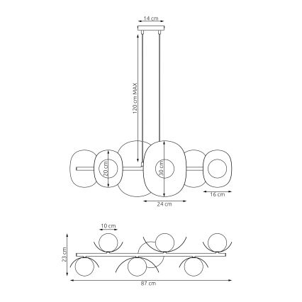 Kaabliga rippvalgusti ELEMENTI 6xG9/8W/230V, hall