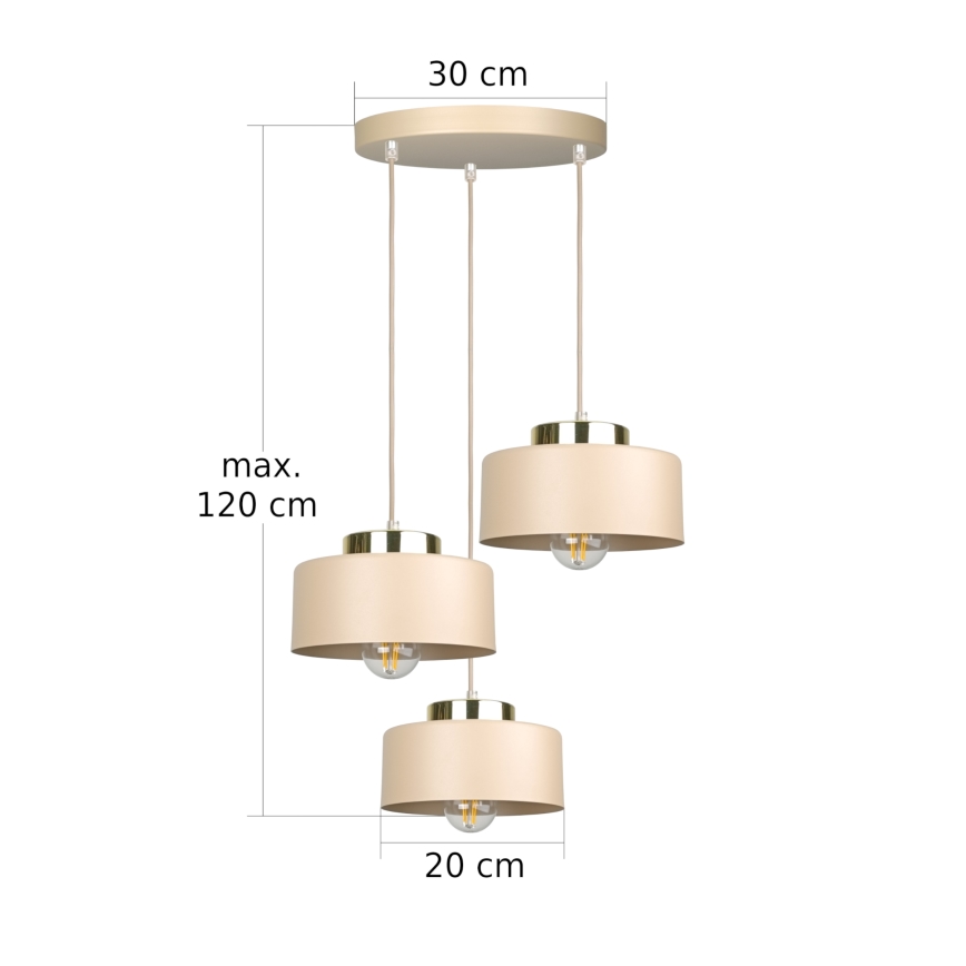 Kaabliga rippvalgusti IGNIA 3xE27/60W/230V, taupe