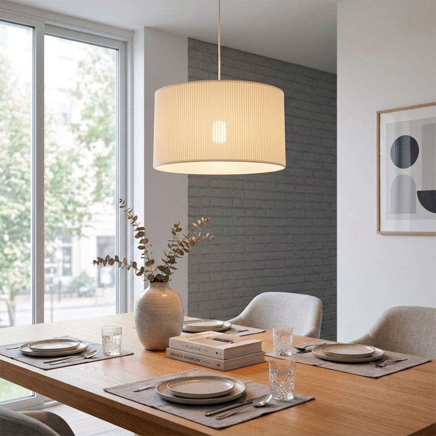 Kaabliga rippvalgusti SIRJA PLISADO 1xE27/15W/230V, läbimõõt 35 cm, kreemjas