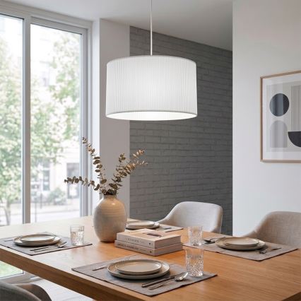 Kaabliga rippvalgusti SIRJA PLISADO 1xE27/15W/230V, läbimõõt 35 cm, valge