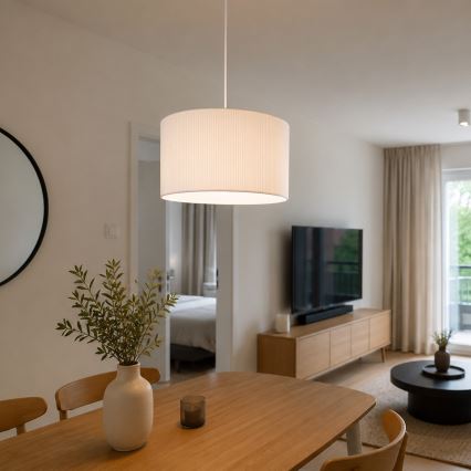 Kaabliga rippvalgusti SIRJA PLISADO 1xE27/15W/230V, läbimõõt 35 cm, valge