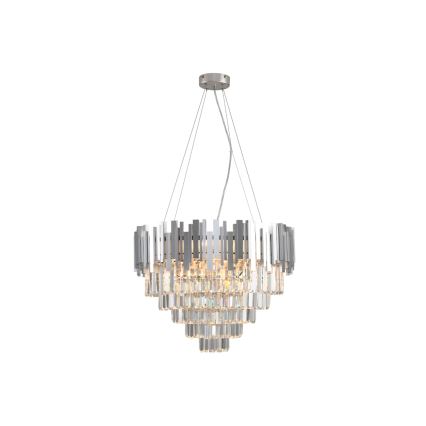 Kaabliga riputatav kristalllühter PLAZA 9xE14/40W/230V, läbimõõt 60 cm, hõbedane