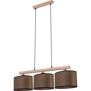 Kaabliga riputatav lühter MERCEDES 3xE27/40W/230V pruun/tamm