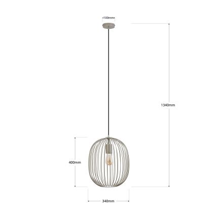 Kaabliga riputatav lühter OVELLA 1xE27/15W/230V, läbimõõt 34 cm, beež
