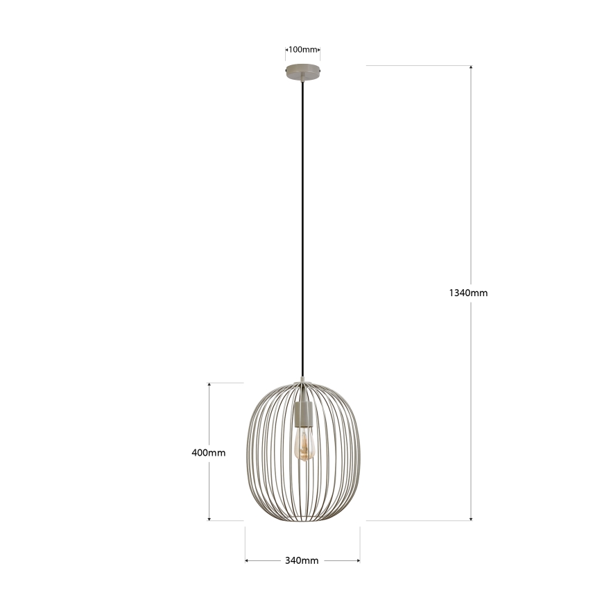 Kaabliga riputatav lühter OVELLA 1xE27/15W/230V, läbimõõt 34 cm, beež