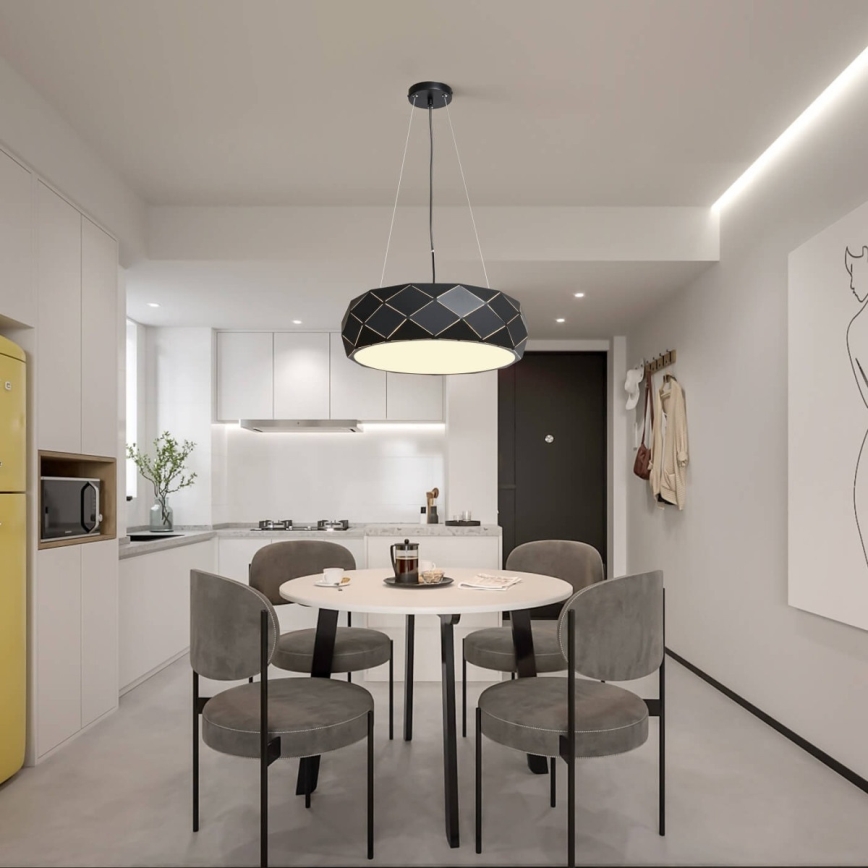 Kaabliga riputatav lühter REUS 3xE27/40W/230V, läbimõõt 47 cm, must