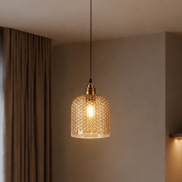 Kaabliga riputatav lühter ROCCO 1xE27/15W/230V kuldne/suitsune beež