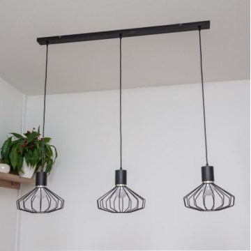 Kaabliga riputatav lühter SOLANO 3xE27/15W/230V must/läikiv kroom