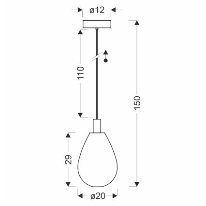 Kaablil ripplamp DENSO 1xG9/5W/230V Ø 20 cm, mustkroom