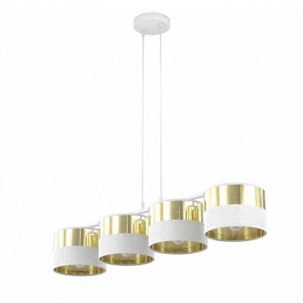 Kaablil rippuv lühter LUX 4xE27/15W/230V valge/kuldne