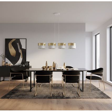 Kaablil rippuv lühter LUX 4xE27/15W/230V valge/kuldne