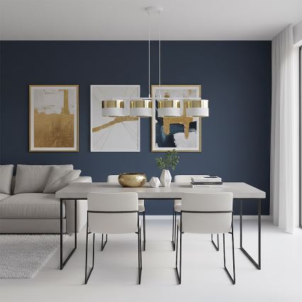 Kaablil rippuv lühter LUX 4xE27/15W/230V valge/kuldne