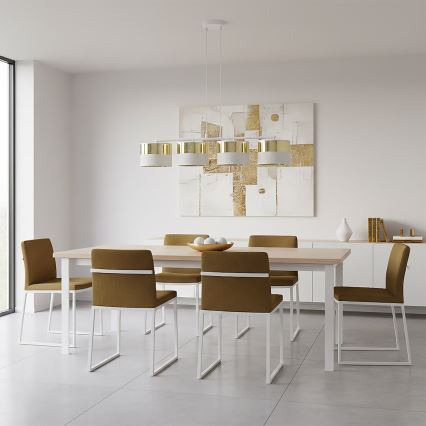 Kaablil rippuv lühter LUX 4xE27/15W/230V valge/kuldne