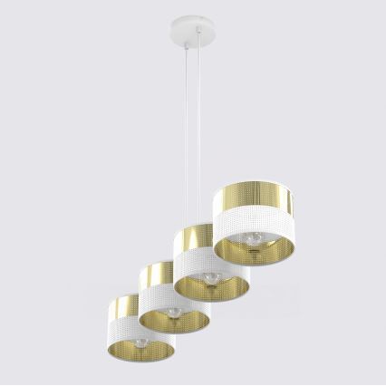 Kaablil rippuv lühter LUX 4xE27/15W/230V valge/kuldne