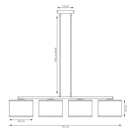 Kaablil rippuv lühter LUX 4xE27/15W/230V valge/kuldne