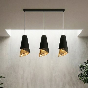 Kaablil riputatav lühter MODA 3xE27/15W/230V must/kuldne