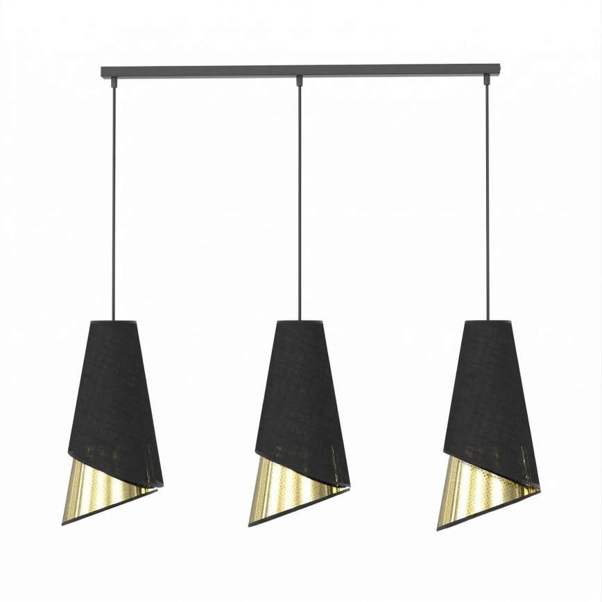 Kaablil riputatav lühter MODA 3xE27/15W/230V must/kuldne