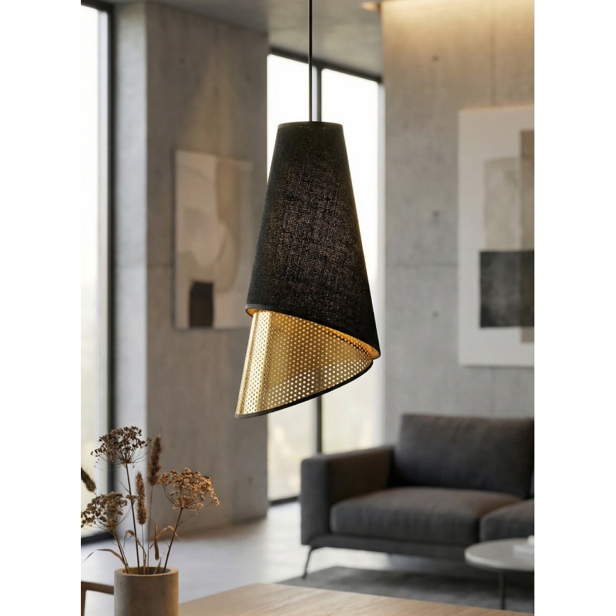 Kaablil riputatav lühter MODA 3xE27/15W/230V must/kuldne