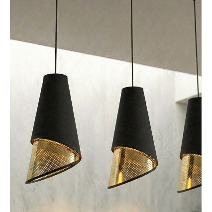 Kaablil riputatav lühter MODA 3xE27/15W/230V must/kuldne