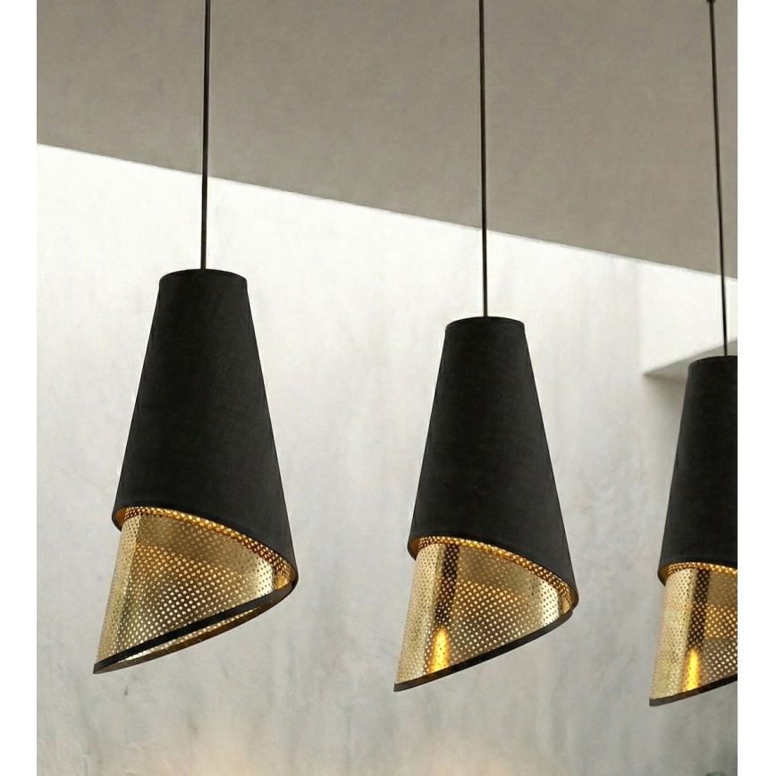 Kaablil riputatav lühter MODA 3xE27/15W/230V must/kuldne