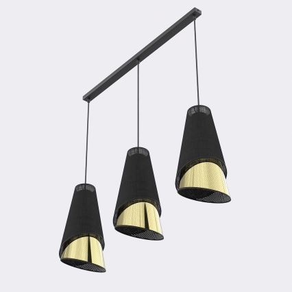 Kaablil riputatav lühter MODA 3xE27/15W/230V must/kuldne