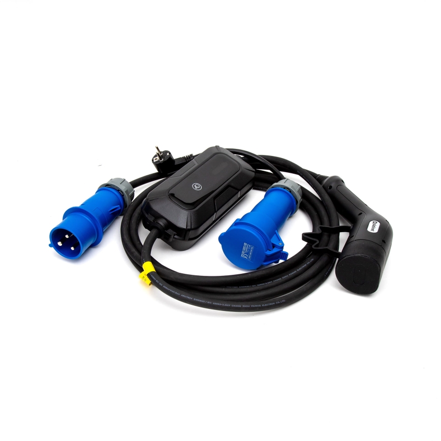 Kaasaskantav laadimisjaam elektriautodele  EV/PHEV AC Tüüp 2 32A/230V 7,4kW IP55 5m + adapter 230V 3,7kW + ümbris