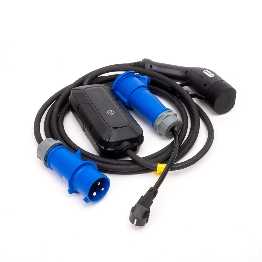 Kaasaskantav laadimisjaam elektriautodele  EV/PHEV AC Tüüp 2 32A/230V 7,4kW IP55 5m + adapter 230V 3,7kW + ümbris