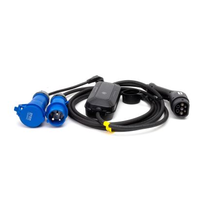Kaasaskantav laadimisjaam elektriautodele  EV/PHEV AC Tüüp 2 32A/230V 7,4kW IP55 5m + adapter 230V 3,7kW + ümbris