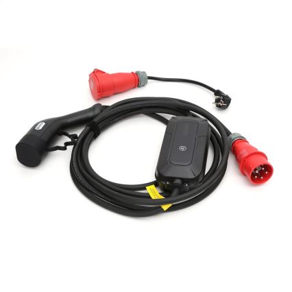 Portatiivne laadimisjaam elektriautodele (EV/PHEV) — AC Type 2, 32 A/400 V, 22 kW, IP55, 5 m + 230 V 3,7 kW adapter + kandekott