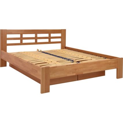 Kahe inimese voodi massiivpuust panipaigaga ANGELA 180x200 cm ploom