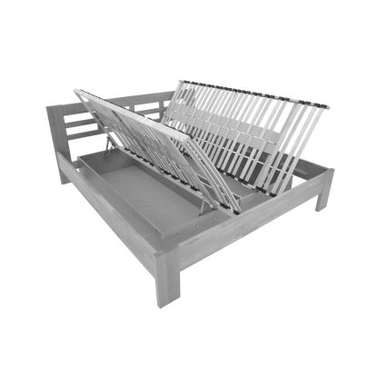 Kahe inimese voodi massiivpuust panipaigaga ANGELA 180x200 cm ploom