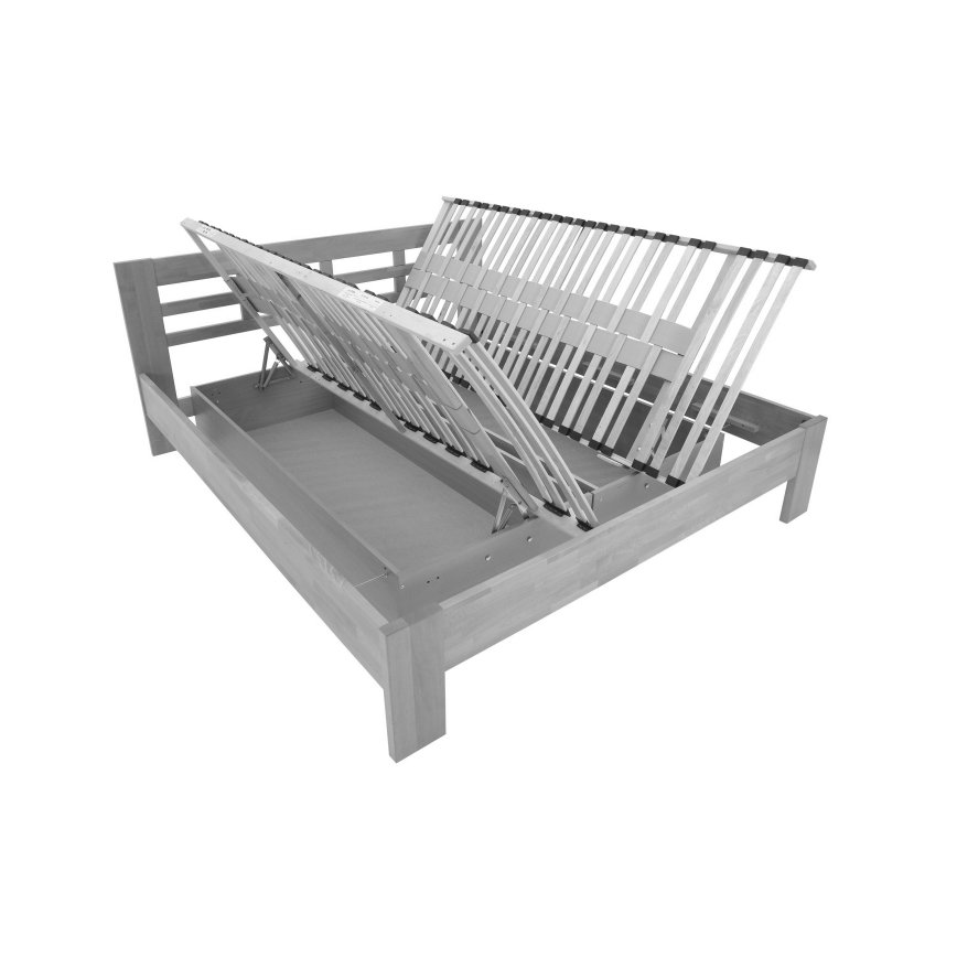 Kahe inimese voodi massiivpuust panipaigaga ANGELA 180x200 cm ploom