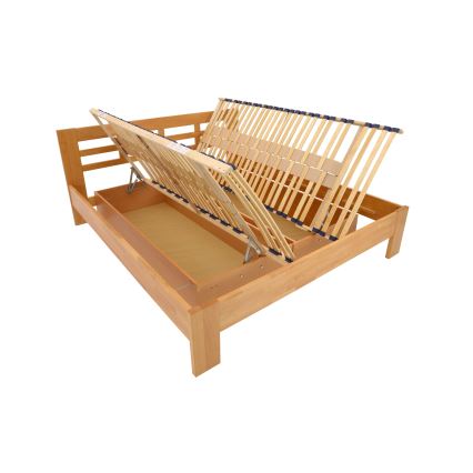 Kaheinimesevoodi massiivpuust, millel on hoiuruum ANGELA 180x200 cm heledad kreeka