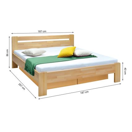 Kahekohaline voodi lippidega voodipõhja ja hoiuruumiga tehtud täispuidust AMARA 180x200 cm pöök