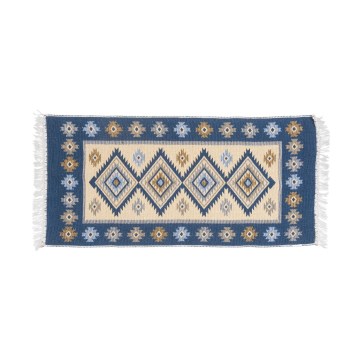Kahepoolne idamaine vaip KILIM 80x150 cm sinine/beež