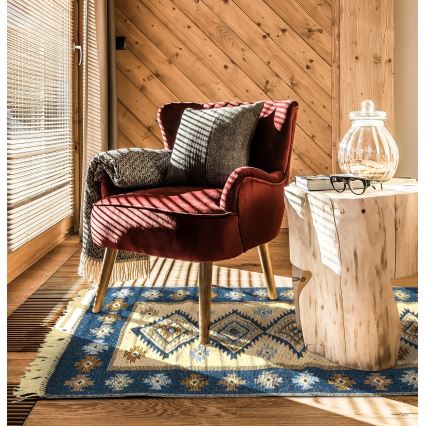 Kahepoolne idamaine vaip KILIM 80x150 cm sinine/beež