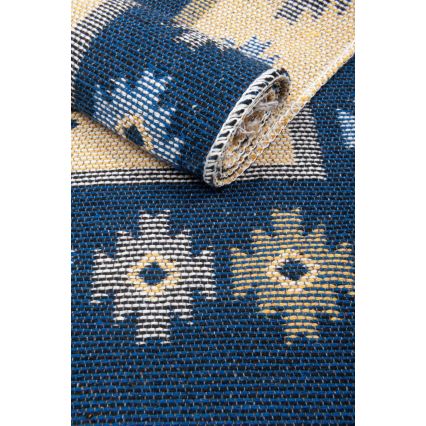 Kahepoolne idamaine vaip KILIM 80x150 cm sinine/beež