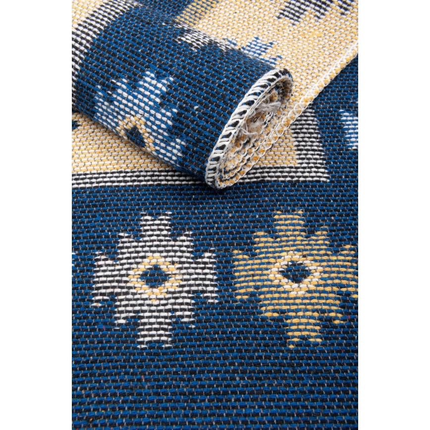 Kahepoolne idamaine vaip KILIM 80x150 cm sinine/beež