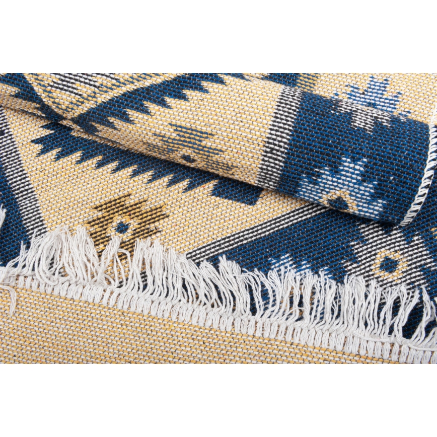 Kahepoolne idamaine vaip KILIM 80x150 cm sinine/beež