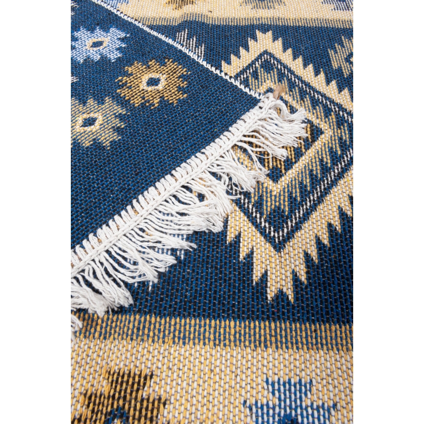 Kahepoolne idamaine vaip KILIM 80x150 cm sinine/beež